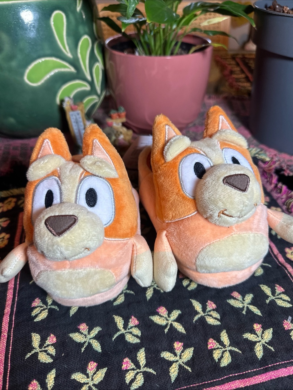 Bluey Bingo Slippers Boys Girls Disney Kids Size 9-10 Plush 3D Ludo Studio